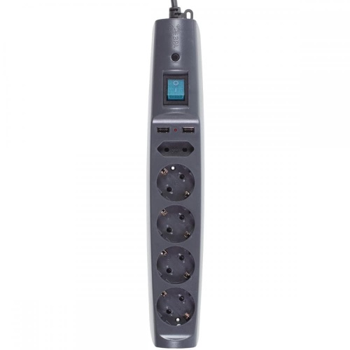 Сетевой фильтр SFU ― вспомогательное оборудование, которое защищает электрическую технику от скачков напряжения в сети или перебоев питания. фото 3 Сетевой фильтр SFU 5 розеток 5 м цвет чёрный фото 3