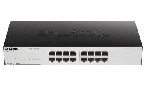 Коммутатор D-LINK DGS-1016C/B1A неуправляемый, монтируемый в 19" стойку, Gigabit - 16 портов
