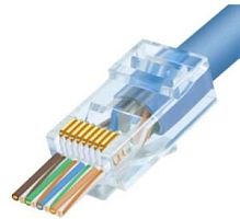 RJ45-C проходной коннектор с позолоченным покрытием (упаковка 10 шт.) от интернет магазина Комплексные Системы Безопасности