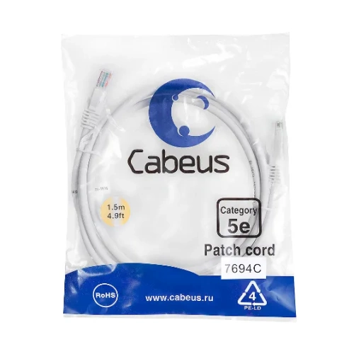 PC-UTP-RJ45-CAT.5E-1.5M-WH-LSZH Cabeus PC-UTP-RJ45-CAT.5E-1.5M-WH-LSZH Cabeus
