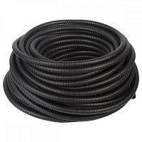 Труба гофрированная легкого типа из полиэтилена низкого давления используется для прокладки в ней электропровода с поперечным сечением 4 мм2 и оснащена специальным зондом для протягивания кабеля.Имеет внутренний диаметр 14,1 мм, внешний диаметр – 20 мм. При повороте под углом 360 градусов радиус изгиба равен трем наружным диаметрам трубы. Труба гофрированная Экопласт ПНД с зондом D20 мм 50 м