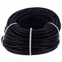 Труба гофрированная ПНД легкого типа с зондом может применяться для прокладки электрокабелей в штробах стен, потолках и полах из негорючих материалов. Применение труб из ПНД (полиэтилена низкого давления) возможно при наличии динамических нагрузок и эксплуатации при очень высоких или низких температурах. Благодаря сравнительно низкой цене такие трубы находят самое широкое применение. Труба гофрированная Экопласт ПНД с зондом D16 мм 50 м